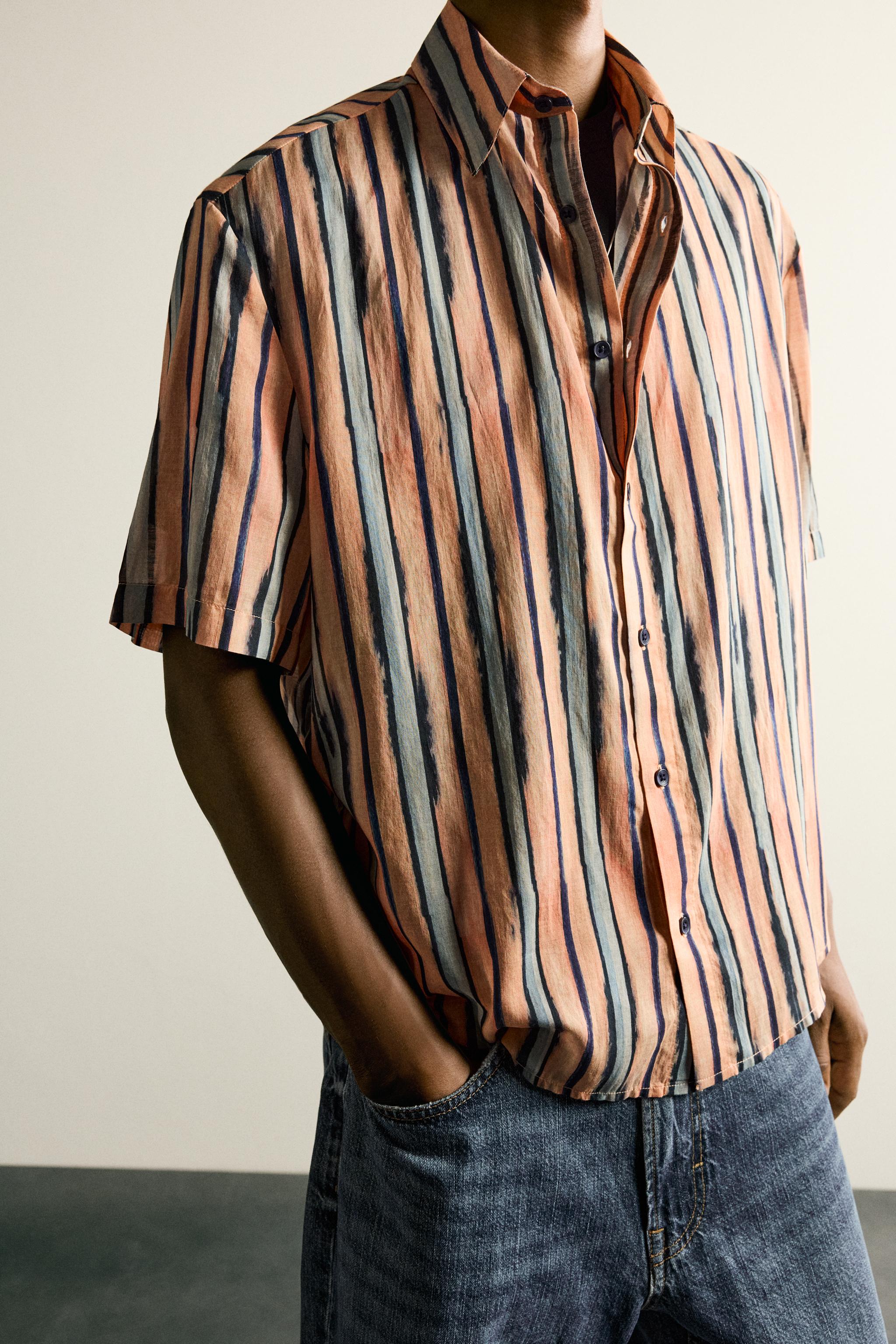 CHEMISE À RAYURES COTON-VISCOSE
